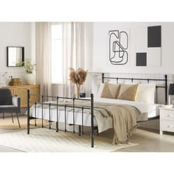 Lit double en métal noir - BELIANI - LYNX - A lattes - 2 personnes - Moderne - Scandinave