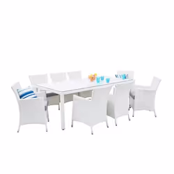 Beliani - Ensemble de jardin en rotin blanc 8 places avec coussins gris ITALY