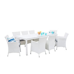 Beliani - Ensemble de jardin en rotin blanc 8 places avec coussins gris ITALY