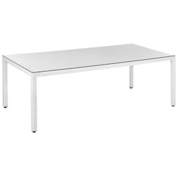 Table de Jardin en Polyrotin et Verre 220 x 100 cm Blanc Résistant aux uv Italy