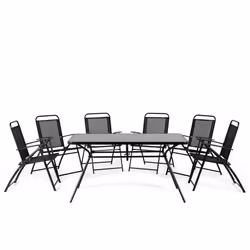 Beliani - Ensemble table et 6 chaises en acier noir LIVO