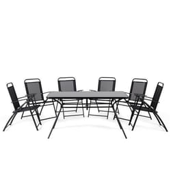 Beliani - Ensemble table et 6 chaises en acier noir LIVO