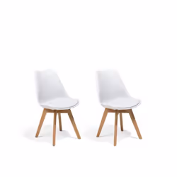 Chaises blanches avec pieds en bois DAKOTA II - BELIANI - Lot de 2 - Vintage - Salle à manger - Intérieur