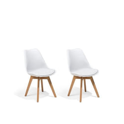 Chaises blanches avec pieds en bois DAKOTA II - BELIANI - Lot de 2 - Vintage - Salle à manger - Intérieur