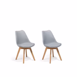 Chaises grises avec pieds en bois DAKOTA II - BELIANI - Lot de 2 - Vintage - Simili - Intérieur