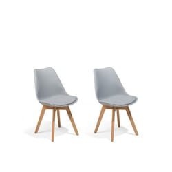 Chaises grises avec pieds en bois DAKOTA II - BELIANI - Lot de 2 - Vintage - Simili - Intérieur