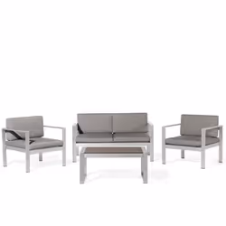 Salon de jardin en aluminium Beliani Salerno - 4 personnes - gris foncé - résistant aux intempéries