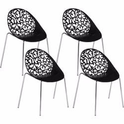 Jeu de 4 chaises noires tendances et pratiques. Cet ensemble moderne de quatre chaises est extrêmement polyvalent et attire l ...