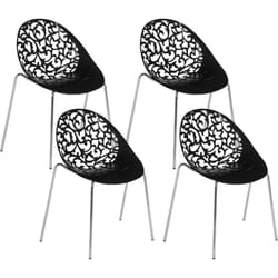 Lot 4 Chaises Design en Plastique Noir sur Pieds Métalliques Style Ultra Moderne pour Salle à Manger Salon ou Terrasse Tendance Beliani