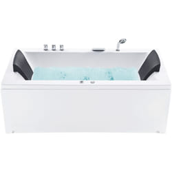 Beliani - Baignoire d'Angle Gauche Balnéo Blanche Rectangulaire 2 places avec Leds Varadero