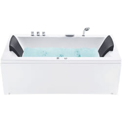 Beliani - Baignoire d'Angle Droit Balnéo Blanche Rectangulaire 2 places avec Leds Varadero