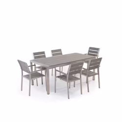 Beliani - Set de jardin 6 places en aluminium et bois synthétique gris VERNIO