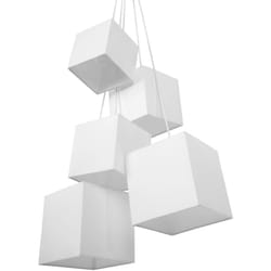 Beliani - Lampe de Suspension E27 Max 40W 5 Abat-Jour en Polyester Blanc Forme Cube Mesta