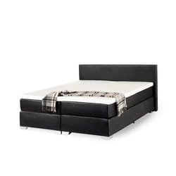 Beliani - Lit boxspring en simili-cuir à ressorts noir 160x200 cm PRESIDENT