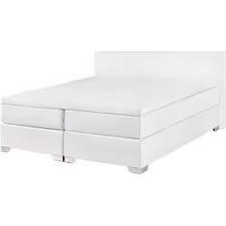 Beliani - Lit boxspring en simili-cuir à ressorts blanc 160x200 cm PRESIDENT