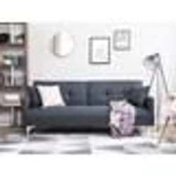Canapé convertible BELIANI LUCAN en tissu bleu-gris foncé - 3 places - Couchage quotidien 110x180cm