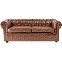 Canapé 3 places vintage en simili-cuir marron CHESTERFIELD - BELIANI