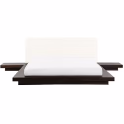 Lit double en bois foncé style japonais ZEN - BELIANI - 180x200 cm - Avec tiroirs - Contemporain