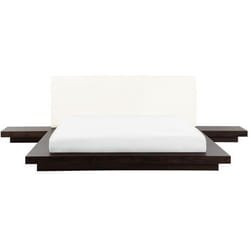 Lit double en bois foncé style japonais ZEN - BELIANI - 180x200 cm - Avec tiroirs - Contemporain