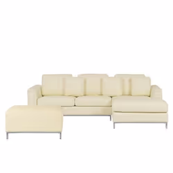 Canapé dangle en cuir beige OSLO - BELIANI - 4 places - Confort moelleux