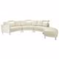 Canapé circulaire modulable en cuir vrai et PU beige crème ROTUNDE