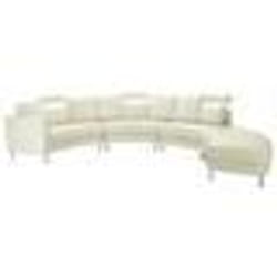 Canapé circulaire modulable en cuir vrai et PU beige crème ROTUNDE