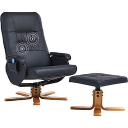 Beliani - Fauteuil Massant avec Fonction Chauffage et Repose-pied en Cuir pu Noir Relaxpro