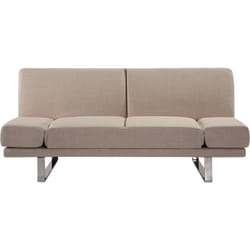 Canapé Convertible 2 Places en Tissu Beige Accoudoirs Ajustables Traditionnel York