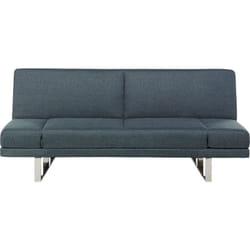 Canapé Convertible 2 Places en Tissu Bleu et Gris Foncé Accoudoirs Ajustables York
