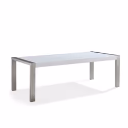Beliani - Table de salle à manger en acier inox et plateau blanc 220 x90 cm ARCTIC I