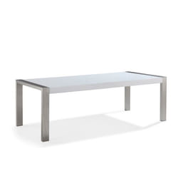 Beliani - Table de salle à manger en acier inox et plateau blanc 220 x90 cm ARCTIC I
