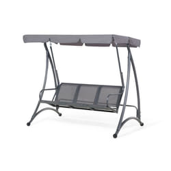 Balancelle de jardin en métal et tissu gris - Beliani - BOGART - Baldaquin réglable - 3 personnes