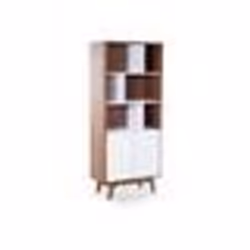 Meuble de rangement bibliothèque contemporain - BELIANI - COLUMBUS - 3 étagères - Marron et blanc