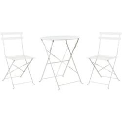 Salon de Jardin Bistrot Table et 2 Chaises en Acier Blanc Pliable avec Patins Fiori