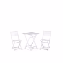 Table et 2 chaises de jardin blanches en bois FIJI - BELIANI - Pliant et facile à ranger - Naturel - 60x60x74.5