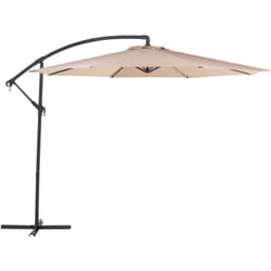 Parasol de Jardin 300 cm Tissu Polyester Beige Sable Ouverture à Manivelle