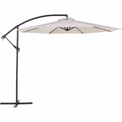 Grand parasol déporté avec toile beige clair. Un parasol de jardin fonctionnel au design soigné et facile à utiliser. Il est  ...