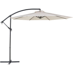 Parasol de Jardin 300 cm Tissu Polyester Beige Clair Ouverture à Manivelle