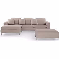 Beliani - Canapé dangle à droite avec pouf en tissu beige OSLO