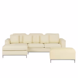 Beliani - Canapé dangle à droite avec pouf en cuir beige OSLO