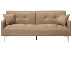 Canapé Convertible en Polyester Beige 3 Places Taies Déhoussables Rembourré Lucan