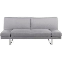 Canapé Convertible 2 Places en Tissu Gris Clair Accoudoirs Ajustables Moderne York