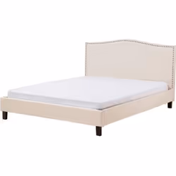 Lit double contemporain en tissu beige BELIANI MONTPELLIER - 180x200 cm - Sommier à lattes
