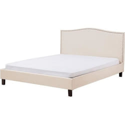 Lit double contemporain en tissu beige BELIANI MONTPELLIER - 180x200 cm - Sommier à lattes