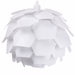 Petite lampe suspension blanche avec abat-jour en forme de pomme de pin. Le design minimaliste, mais unique et remarquable de ...