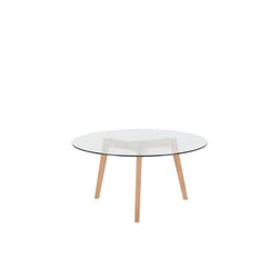 Table basse en verre - BELIANI - MINNESOTTA - Bois massif - Blanc - Contemporain