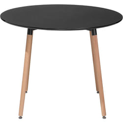 Table de Salle à Manger 90 cm Ronde en mdf et Bois de Hêtre Noir et Clair Bovio