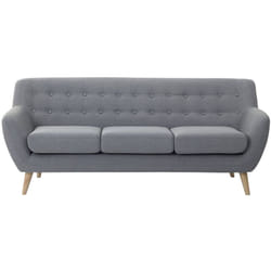 Beliani - Canapé en Tissu Gris Clair Capitonnage Décoratif et Patins 3 Places Rétro Motala