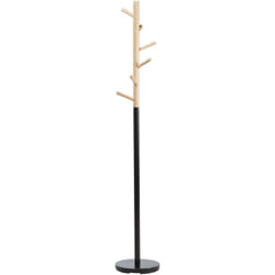 Beliani - Porte-Manteau Base en Acier Noir 6 Crochets en Bois de Pin 170 cm Moderne Aubum