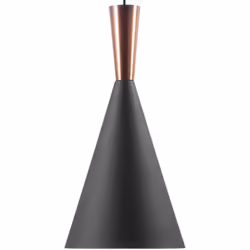 Lampe suspension noire en forme de cône. Avec sa forme conique et son contraste de couleurs tendance, cette lampe suspension  ...